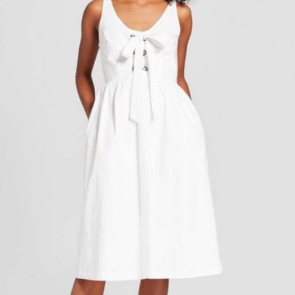 Who What Wear White Tea Length Dress